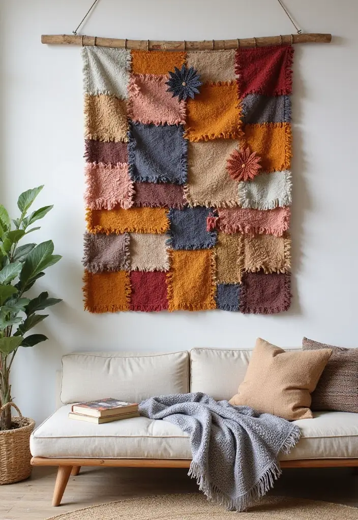 25 DIY Arts and Crafts for Adults Home Decor Fun Projects You’ll Enjoy - 14. Fabric Wall Hanging