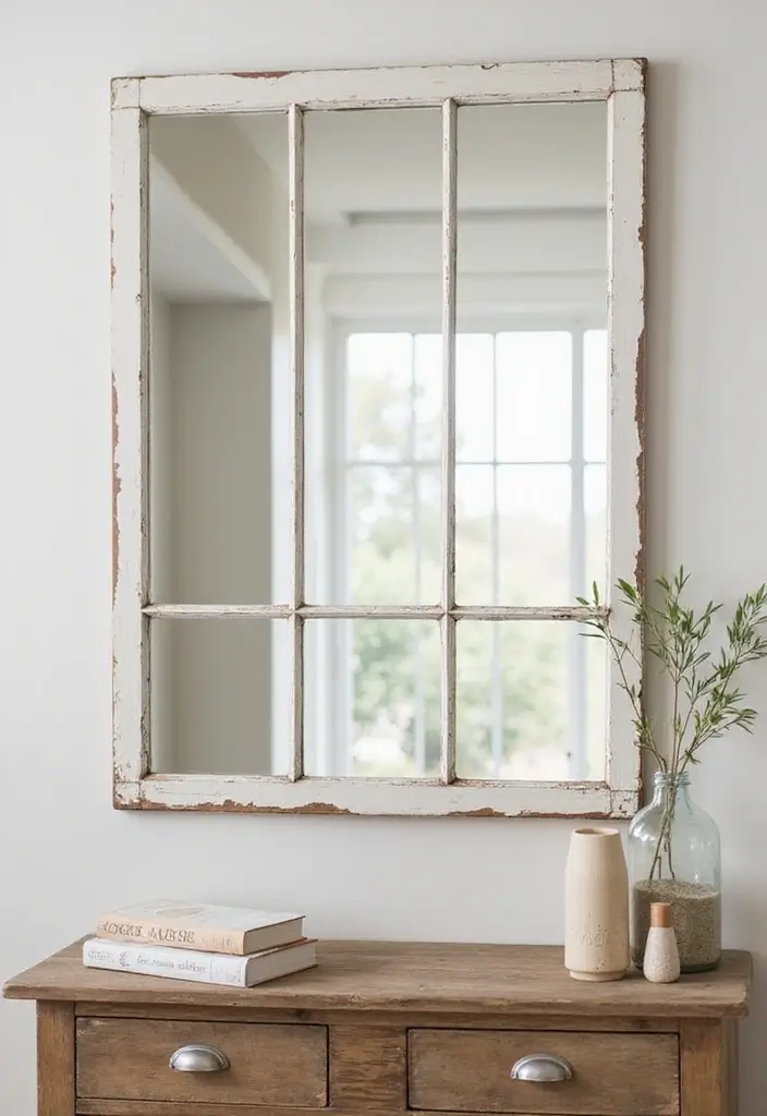 25 DIY Arts and Crafts for Adults Home Decor Fun Projects You’ll Enjoy - 20. Upcycled Window Frame Mirror