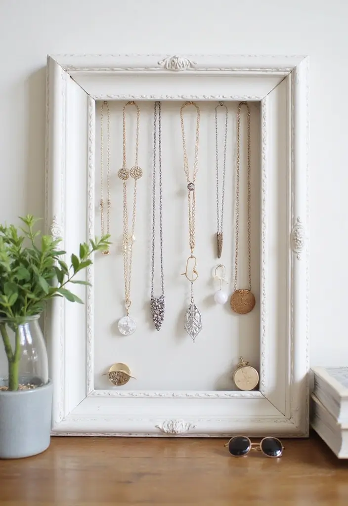 25 DIY Arts and Crafts for Adults Home Decor Fun Projects You’ll Enjoy - 24. DIY Jewelry Organizer from a Picture Frame