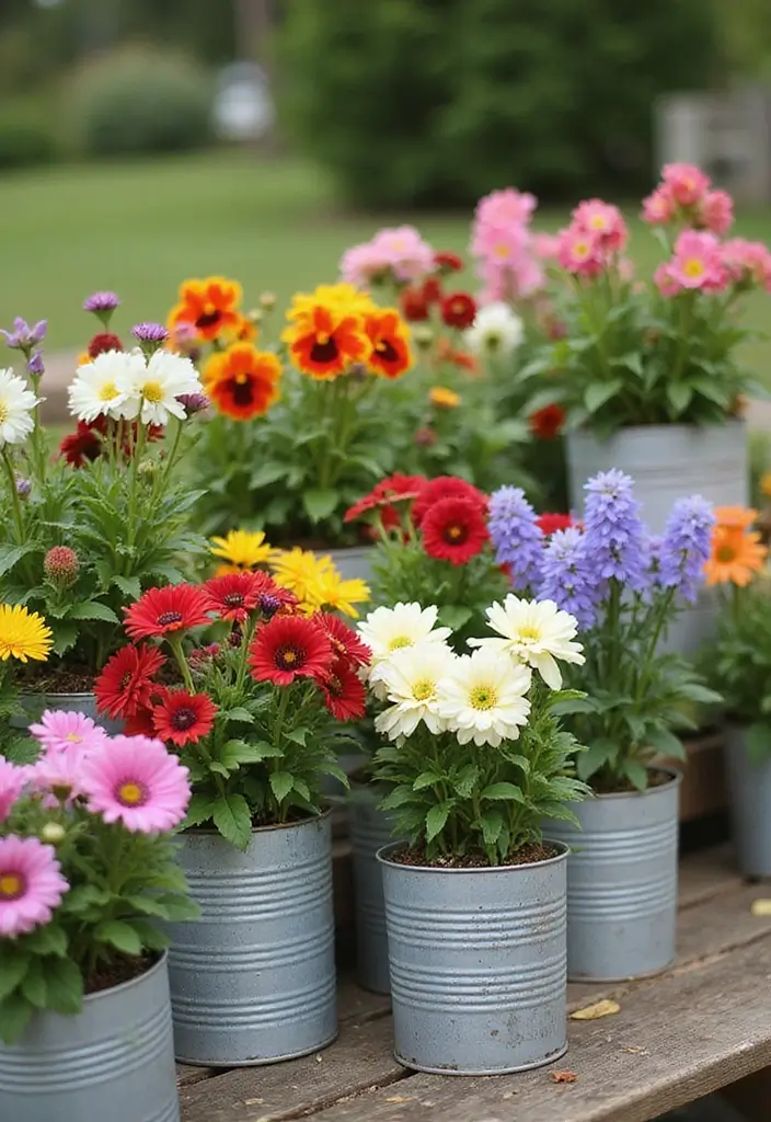 25 DIY Crafts for Home Decor Creative Ideas Using Everyday Items - 18. Upcycled Tins into Garden Planters