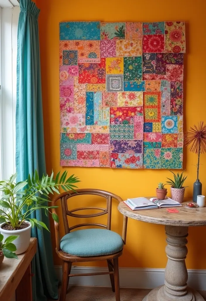 25 DIY Crafts for Home Decor Creative Ideas Using Everyday Items - 6. Fabric Scrap Wall Art