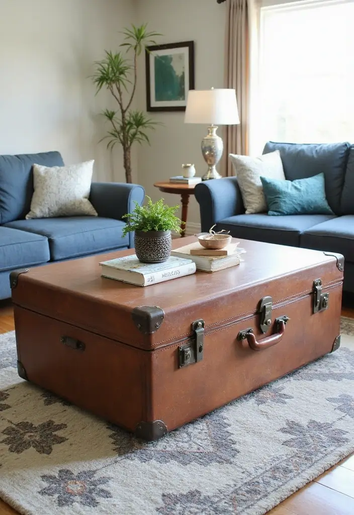25 DIY Home Decor on a Budget Projects That Transform Any Space - 1. Vintage Suitcase Coffee Table