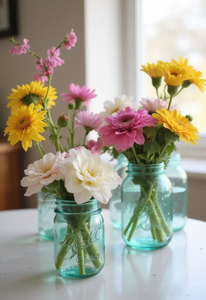 25 DIY Home Decor on a Budget Projects That Transform Any Space - 12. Upcycled Glass Jar Vases