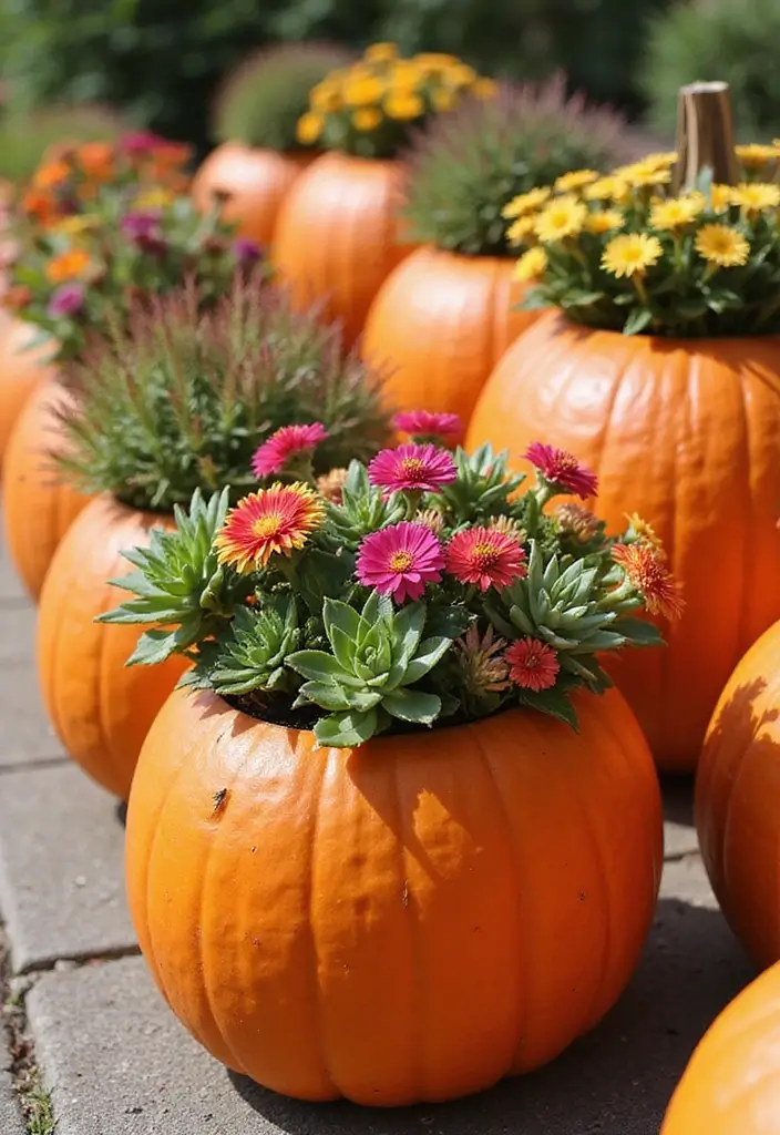 25 Fall Decor Ideas for the Home 2024 Trends Everyone's Loving - 1. Upcycled Pumpkin Planters