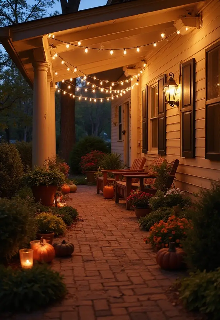 25 Fall Decor Ideas for the Home Porch That Create Instant Charm - 10. Cozy Outdoor Lighting