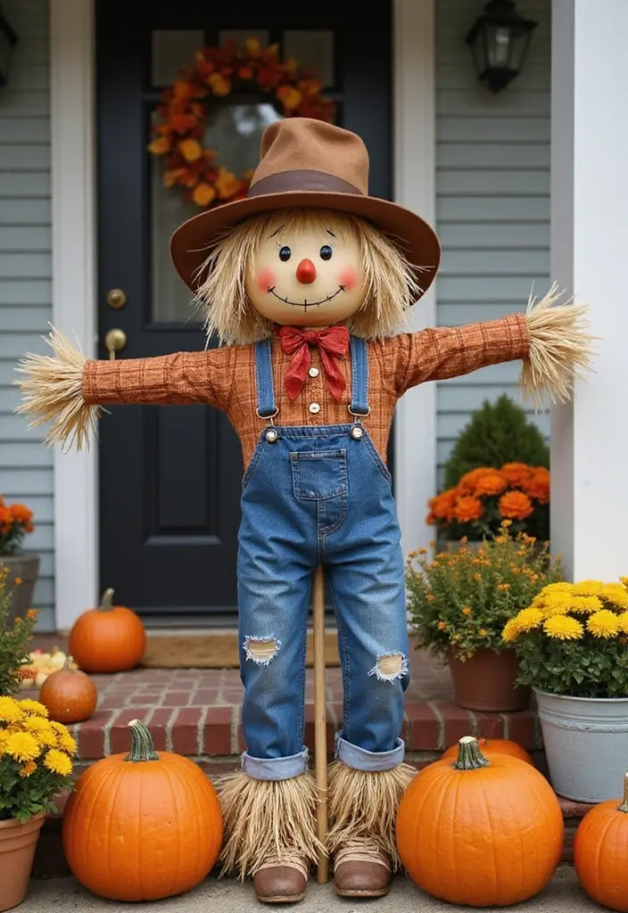 25 Fall Decor Ideas for the Home Porch That Create Instant Charm - 14. Whimsical Scarecrows