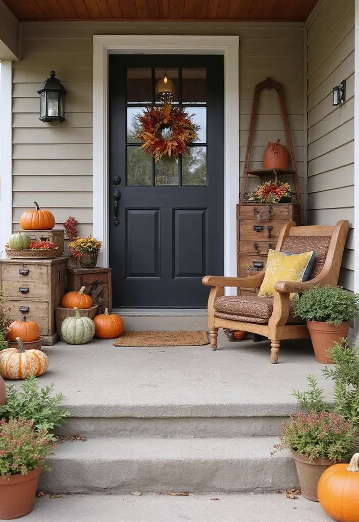 25 Fall Decor Ideas for the Home Porch That Create Instant Charm - 16. Vintage Finds