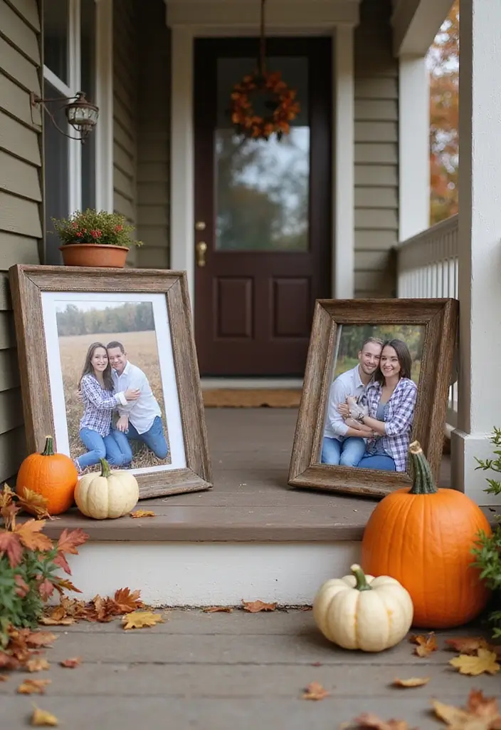 25 Fall Decor Ideas for the Home Porch That Create Instant Charm - 21. Family Photos with a Fall Twist