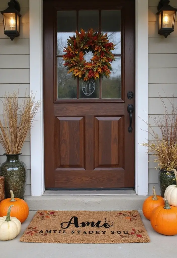 25 Fall Decor Ideas for the Home Porch That Create Instant Charm - 23. Personalized Doormats