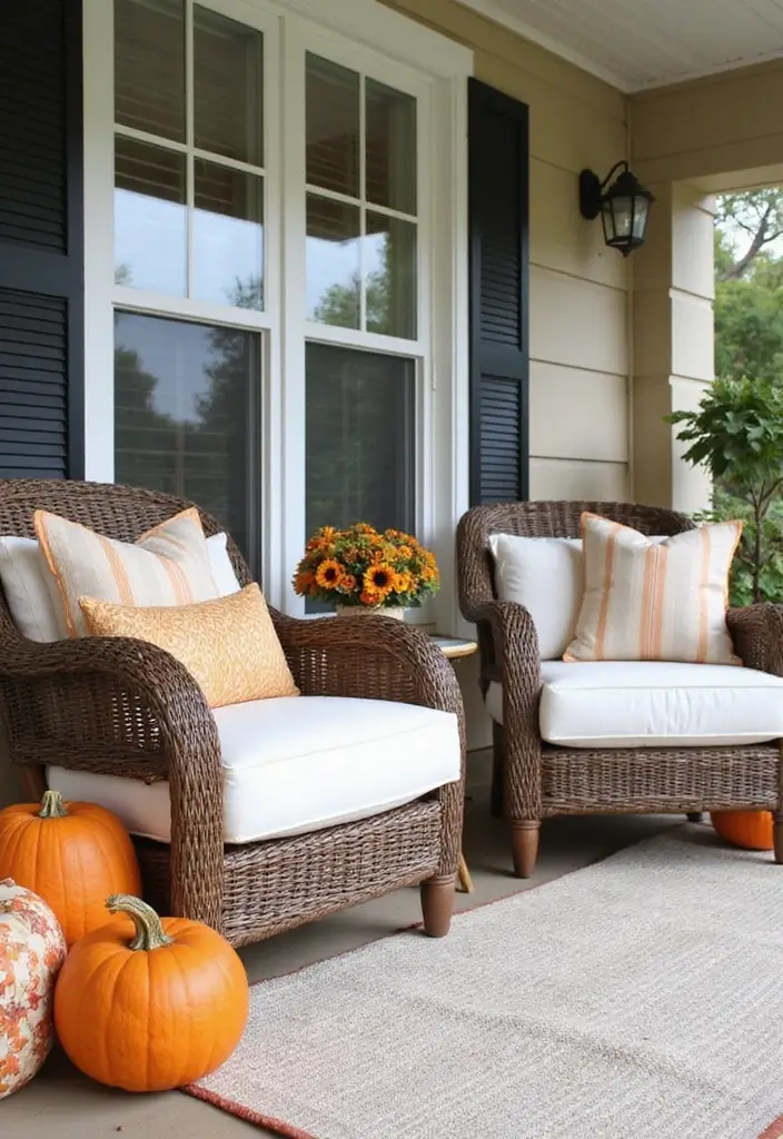 25 Fall Decor Ideas for the Home Porch That Create Instant Charm - 24. Outdoor Seating Arrangements