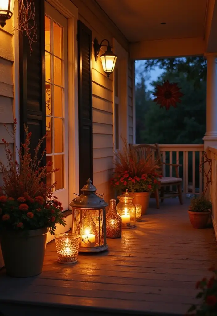 25 Fall Decor Ideas for the Home Porch That Create Instant Charm - 4. Lanterns and Candlelight