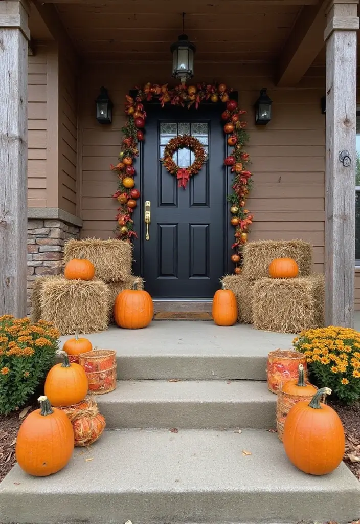 25 Fall Decor Ideas for the Home Porch That Create Instant Charm - 6. Decorative Hay Bales