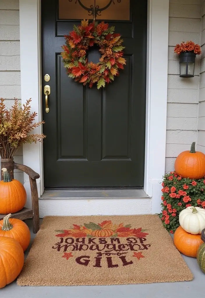 25 Fall Decor Ideas for the Home Porch That Create Instant Charm - 7. Festive Entrance Mats
