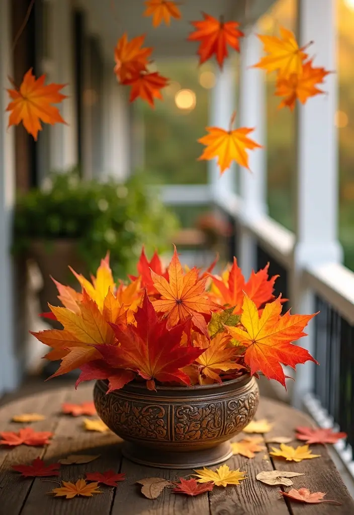 25 Fall Decor Ideas for the Home Porch That Create Instant Charm - 8. Colorful Leaf Displays