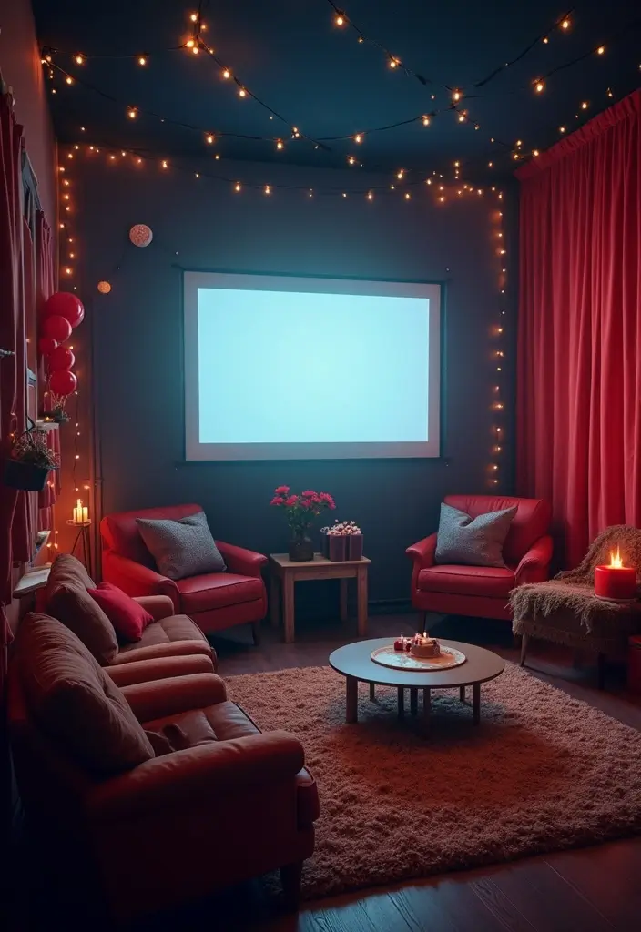 25 Home Birthday Party Ideas for Adults Decor to Impress Guests - 10. Movie Night Extravaganza