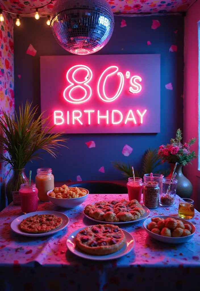 25 Home Birthday Party Ideas for Adults Decor to Impress Guests - 2. Retro 80’s Bash