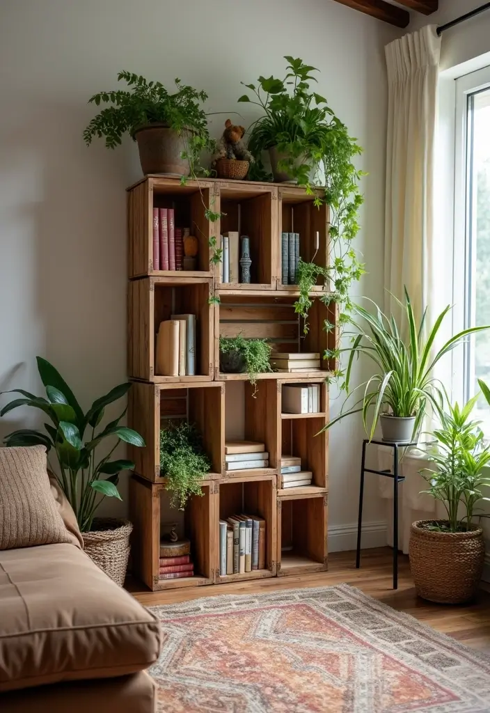 25 Home Decor DIY Ideas: Creative Crafts to Personalize Your Space - 10. Recycled Crate Storage