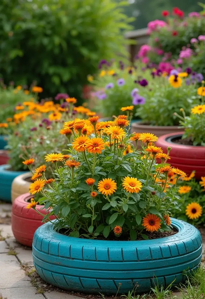 25 Home Decor DIY Ideas: Creative Crafts to Personalize Your Space - 20. DIY Flower Pots from Old Tires