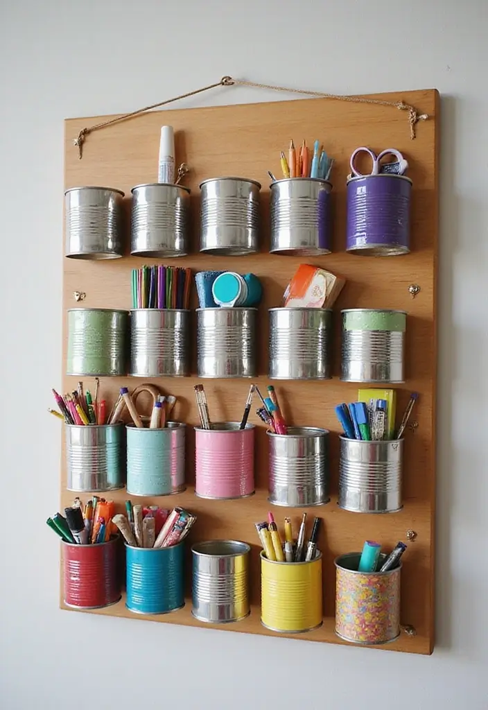 25 Home Decor DIY Ideas: Creative Crafts to Personalize Your Space - 8. Upcycled Tin Can Organizers