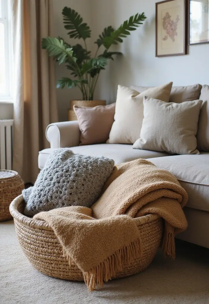 25 Home Decor Ideas Living Room Cozy Designs for Snug Nights - 16. Cozy Blankets and Throws