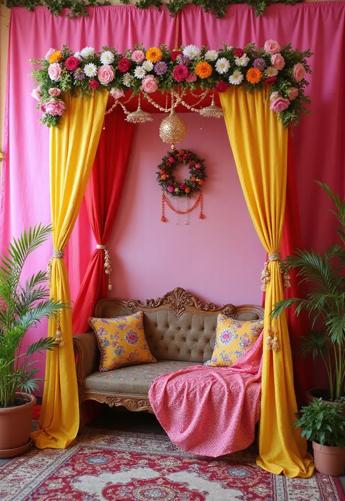 25 Mehendi Function Decor at Home Simple and Beautiful Concepts - 11. Personalized Photo Booth