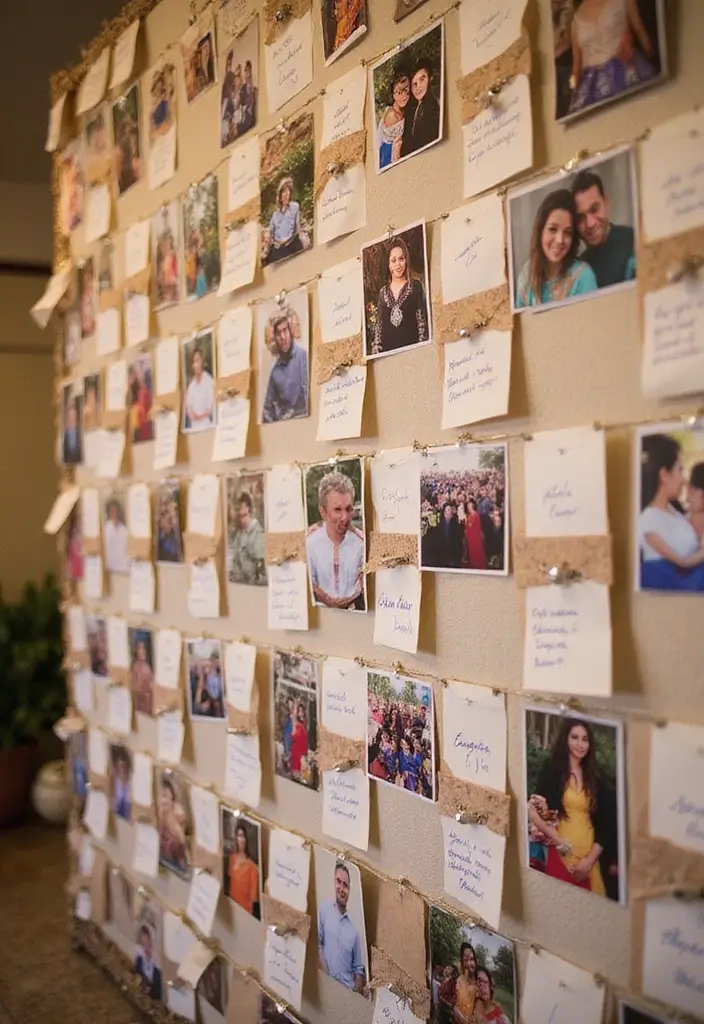 25 Mehendi Function Decor at Home Simple and Beautiful Concepts - 20. Memory Wall