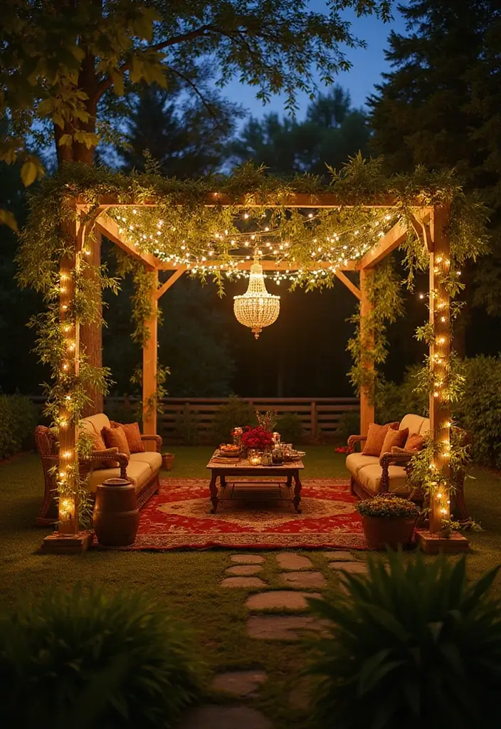 25 Mehendi Function Decor at Home Simple and Beautiful Concepts - 5. String Lights
