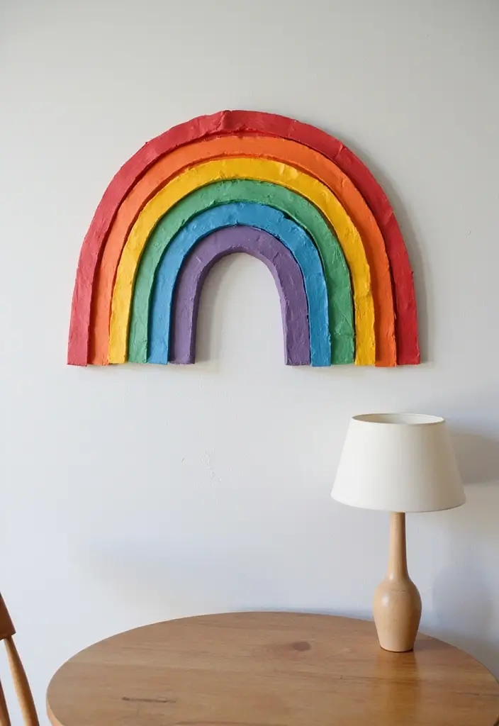 27 Cardboard Crafts Decoration Wall Art Home Decor You Can Recreate - 19. Cardboard Rainbow Art