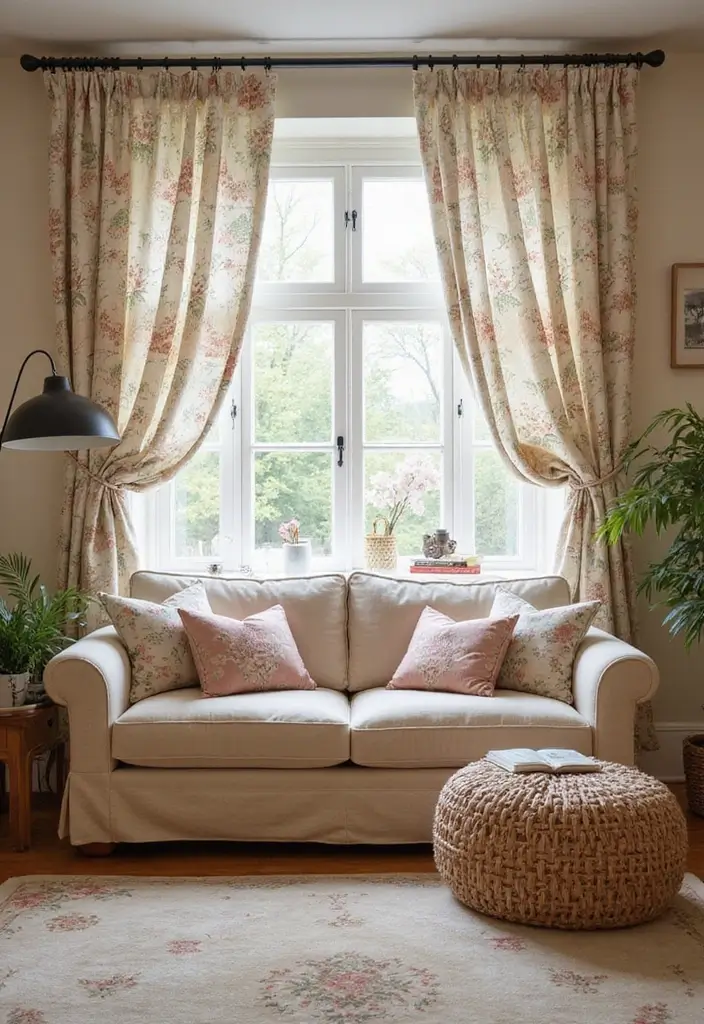 27 Curtains Living Room Modern Home Decor That Upgrade Your Space - 17. Floral Print Curtains
