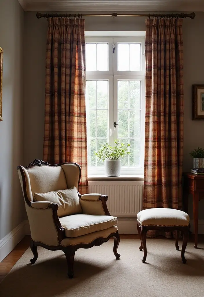 27 Curtains Living Room Modern Home Decor That Upgrade Your Space - 18. Traditional Tartan Curtains