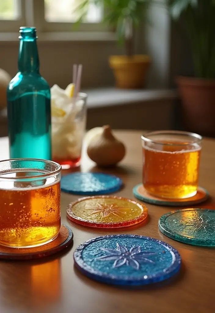 27 DIY Glass Bottle Crafts Ideas Home Decor That Look Expensive - 12. Glass Bottle Coasters