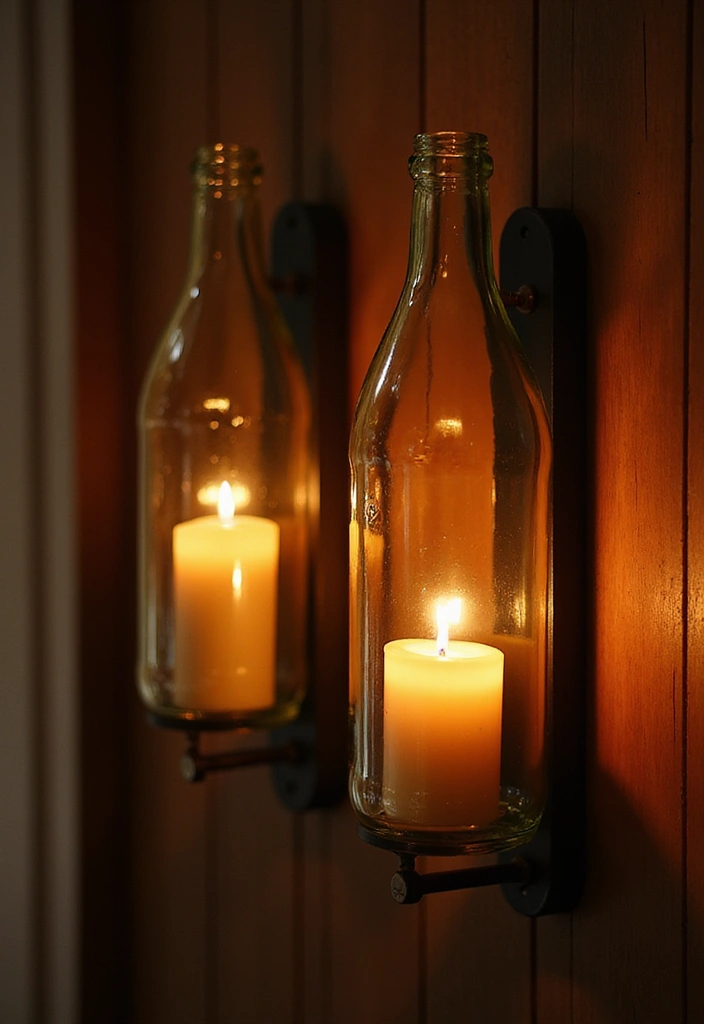 27 DIY Glass Bottle Crafts Ideas Home Decor That Look Expensive - 15. Glass Bottle Wall Sconces