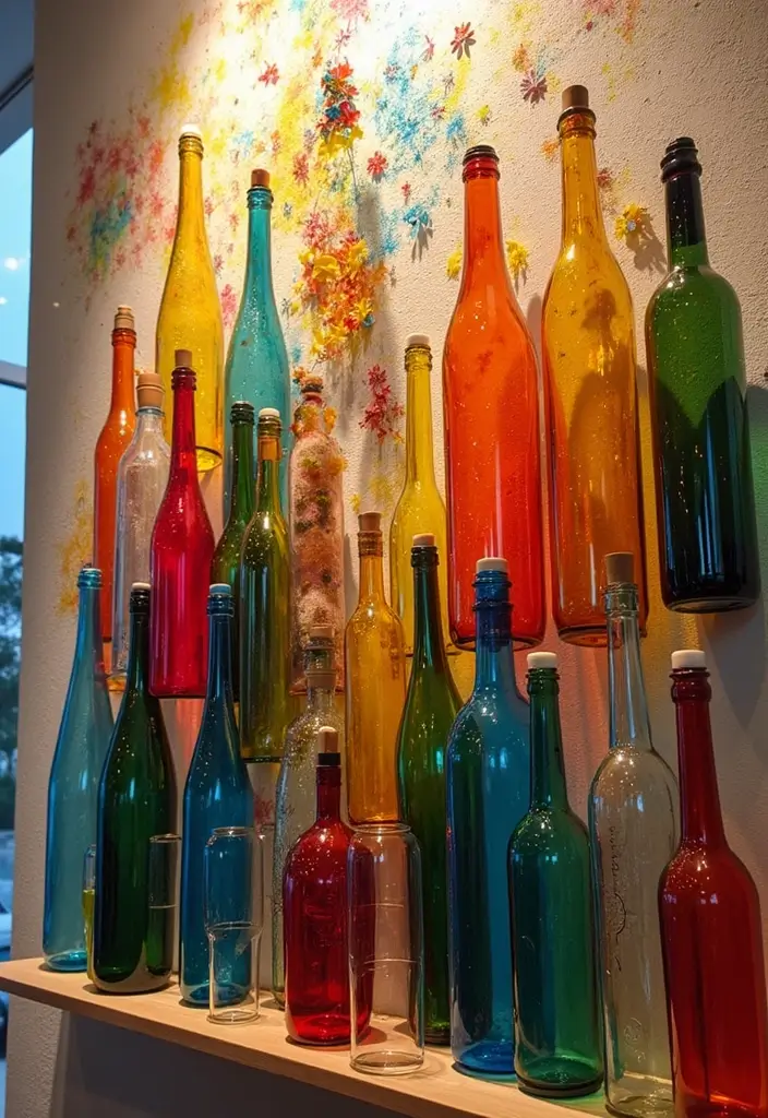 27 DIY Glass Bottle Crafts Ideas Home Decor That Look Expensive - 16. Upcycled Glass Bottle Art