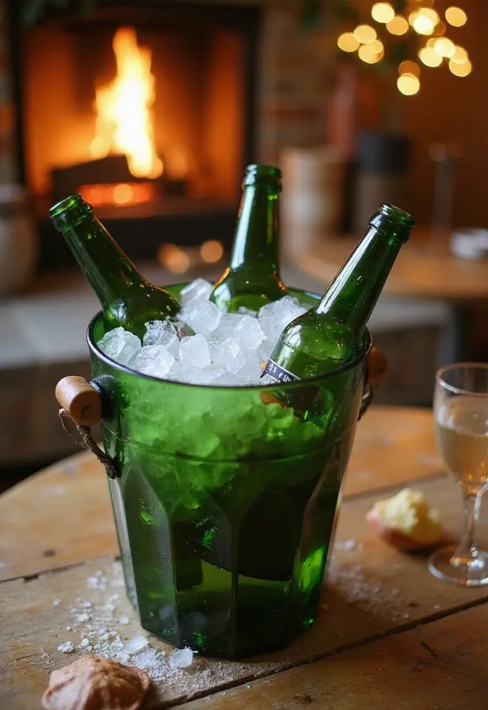 27 DIY Glass Bottle Crafts Ideas Home Decor That Look Expensive - 17. Glass Bottle Ice Buckets
