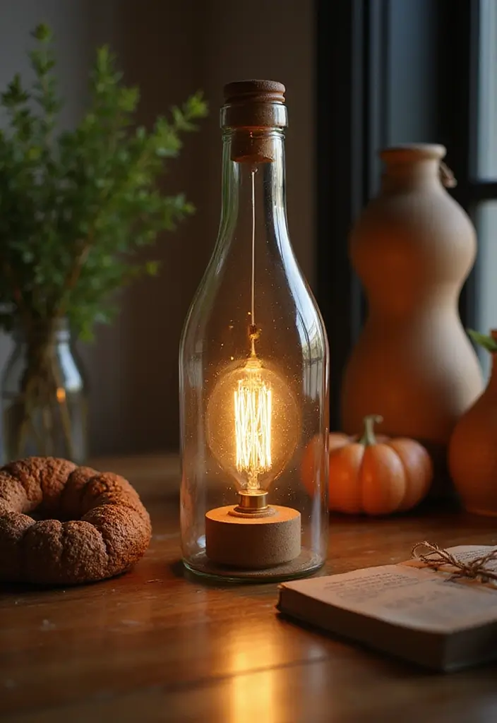 27 DIY Glass Bottle Crafts Ideas Home Decor That Look Expensive - 7. Painted Glass Bottle Lamps