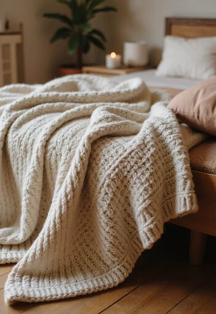 27 DIY Home Decor Easy Bedroom Craft Ideas for a Relaxing Vibe - 6. Cozy Knitted Throws