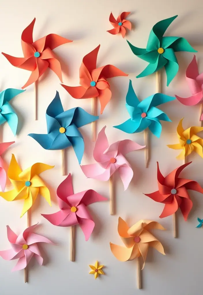 27 DIY Paper Crafts Decoration Wall Art Home Decor You Can Make Today - 13. Paper Pinwheels