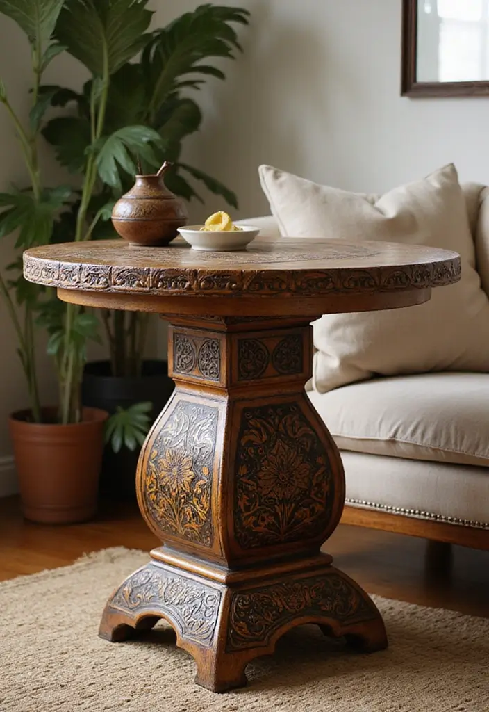27 Ethnic Home Decor Indian Interior Design with Traditional Touches - 17. Cultural Accent Tables
