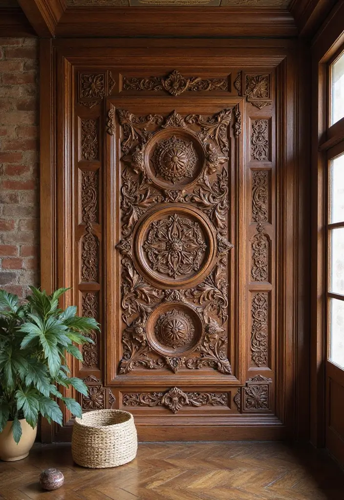 27 Ethnic Home Decor Indian Interior Design with Traditional Touches - 9. Traditional Wooden Panels