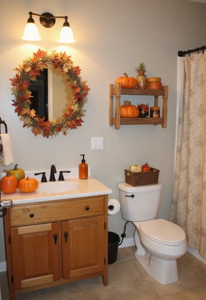 27 Fall Decor Ideas for the Home: Simple Yet Stunning - 24. Seasonal Bath Decor