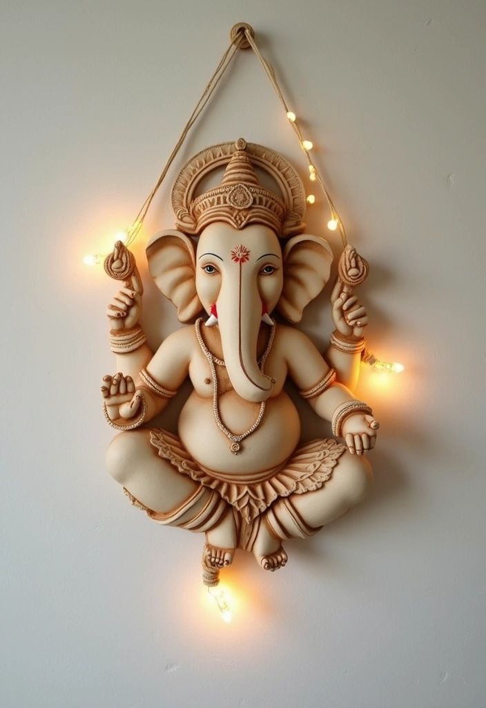 27 Ganesh Decoration Ideas Home Decor Simple and Elegant Setups - 2. Minimalist Wall Hanging