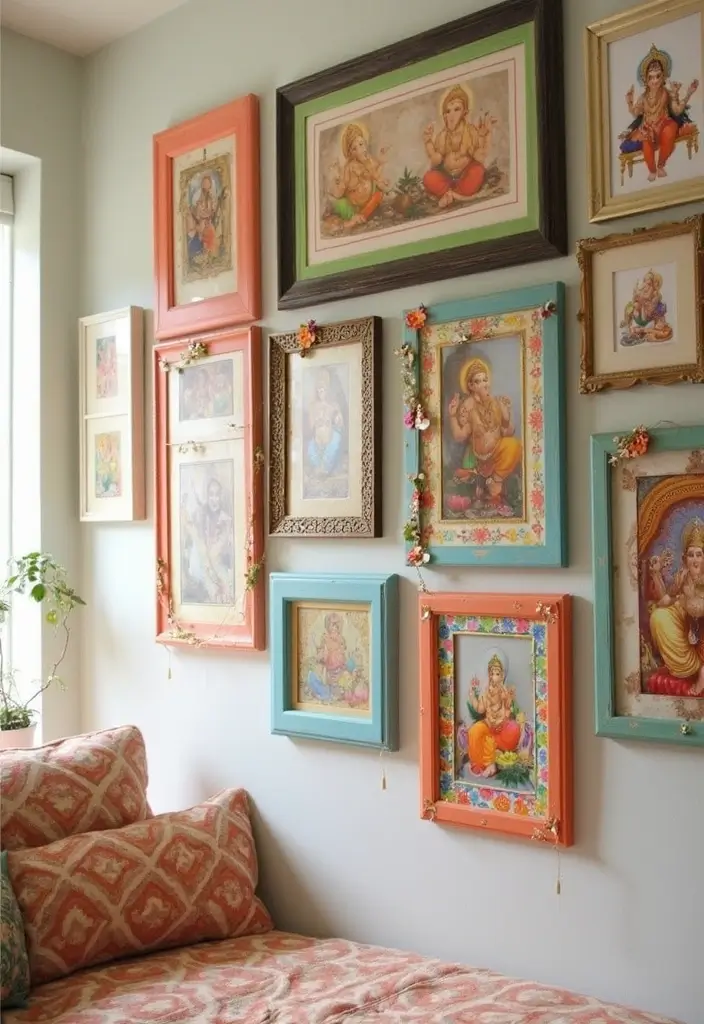 27 Ganesh Decoration Ideas Home Decor Simple and Elegant Setups - 5. Picture Frame Decor