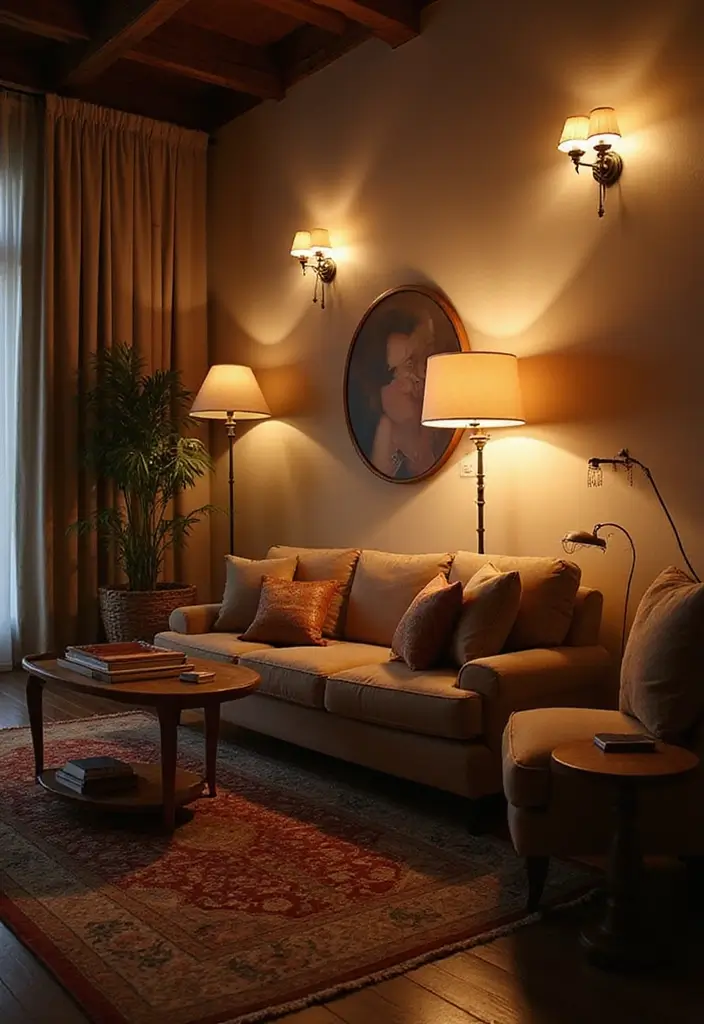 27 Home Decor Ideas Living Room Apartment Style for Urban Living - 12. Layered Lighting Techniques