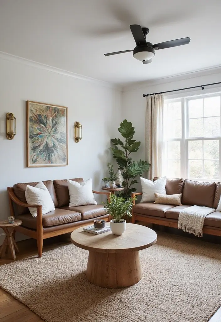 27 Home Decor Ideas Living Room Farmhouse Looks to Warm Your Heart - 14. Mid-century Modern Meets Farmhouse