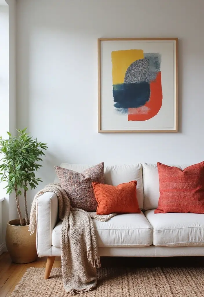 27 Home Decor Ideas for Apartment Small Spaces with Smart Layouts - 10. Colorful Accents