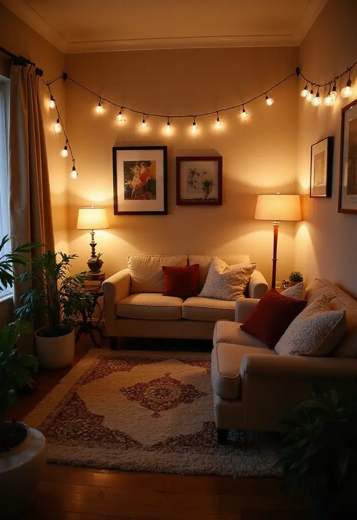 27 Home Decor Ideas for Living Room Cozy Small Spaces: Tiny House Inspirations - 13. Layered Lighting Options