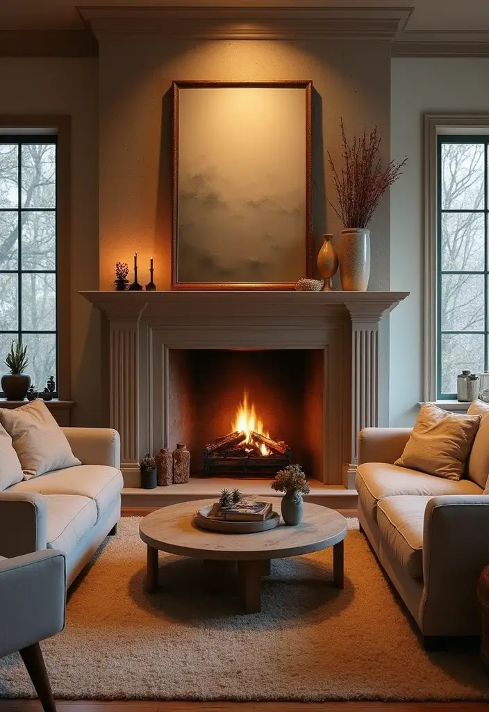 27 Home Decor Ideas for Living Room Cozy Small Spaces: Tiny House Inspirations - 22. Cozy Fireplace