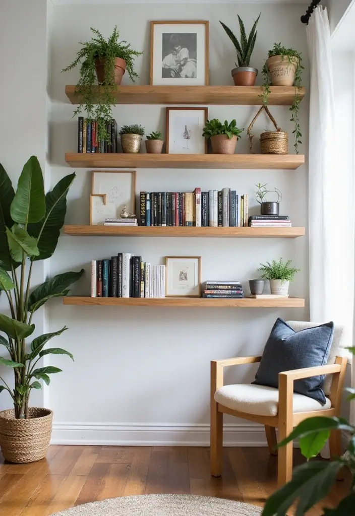27 Home Decor Ideas for Living Room Cozy Small Spaces: Tiny House Inspirations - 3. Incorporate Shelving