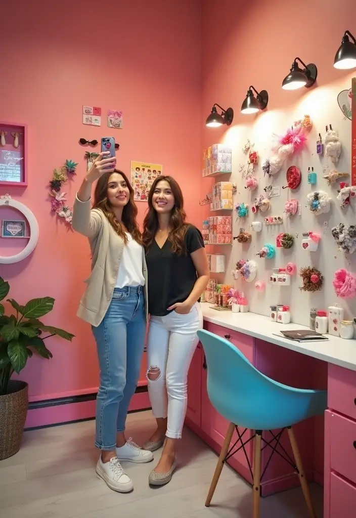 27 Nail Salon Decor Small at Home Ideas for a Professional Feel - 26. Social Media-Friendly Decor