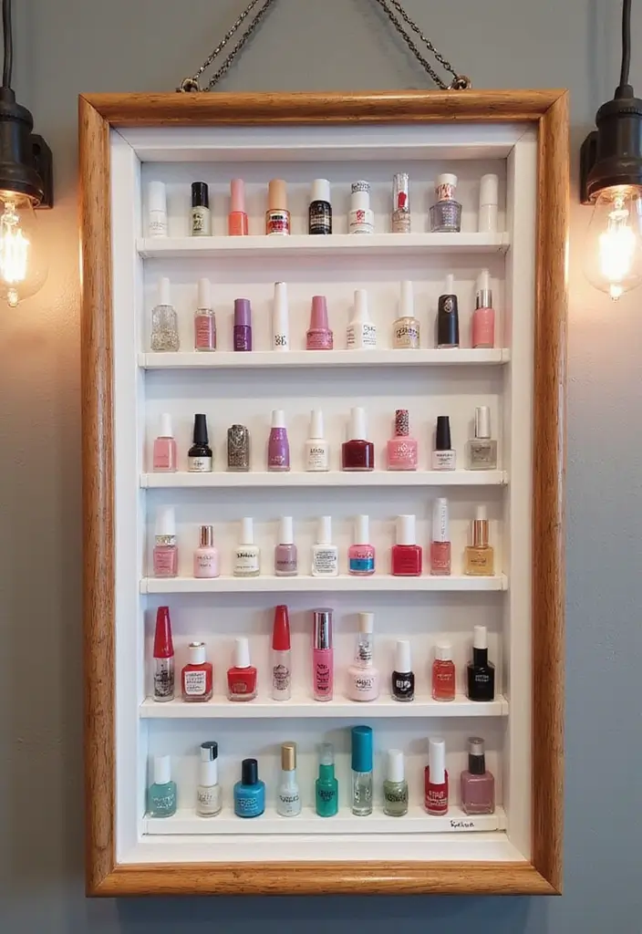 27 Nail Salon Decor Small at Home Ideas for a Professional Feel - 3. Creative Nail Art Display